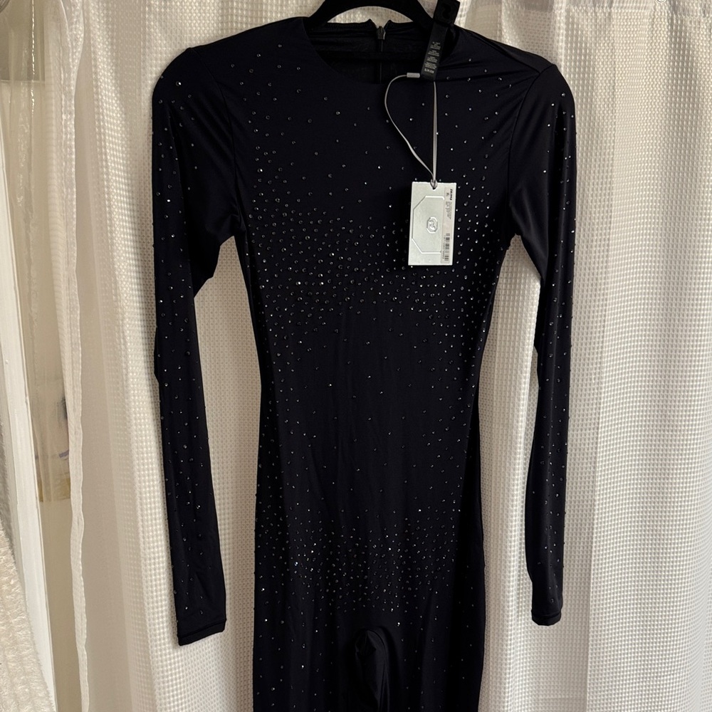 SKIMS Black Long Sleeve Jumpsuit
